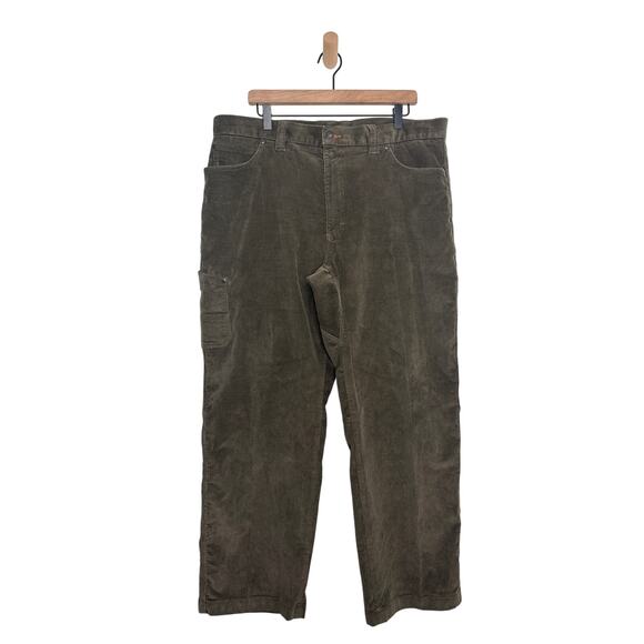 L.L. Bean Men’s Brown Olive Cargo Corduroy Pants Size 38 X 30 Casual Relaxed Fit - Picture 1 of 9